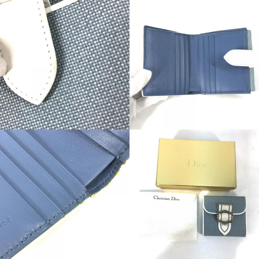 Dior ディオール Wホック コンパクトウォレット バイカラー ロゴ 2つ折り財布 ブルー レディース【中古】 |  | 09