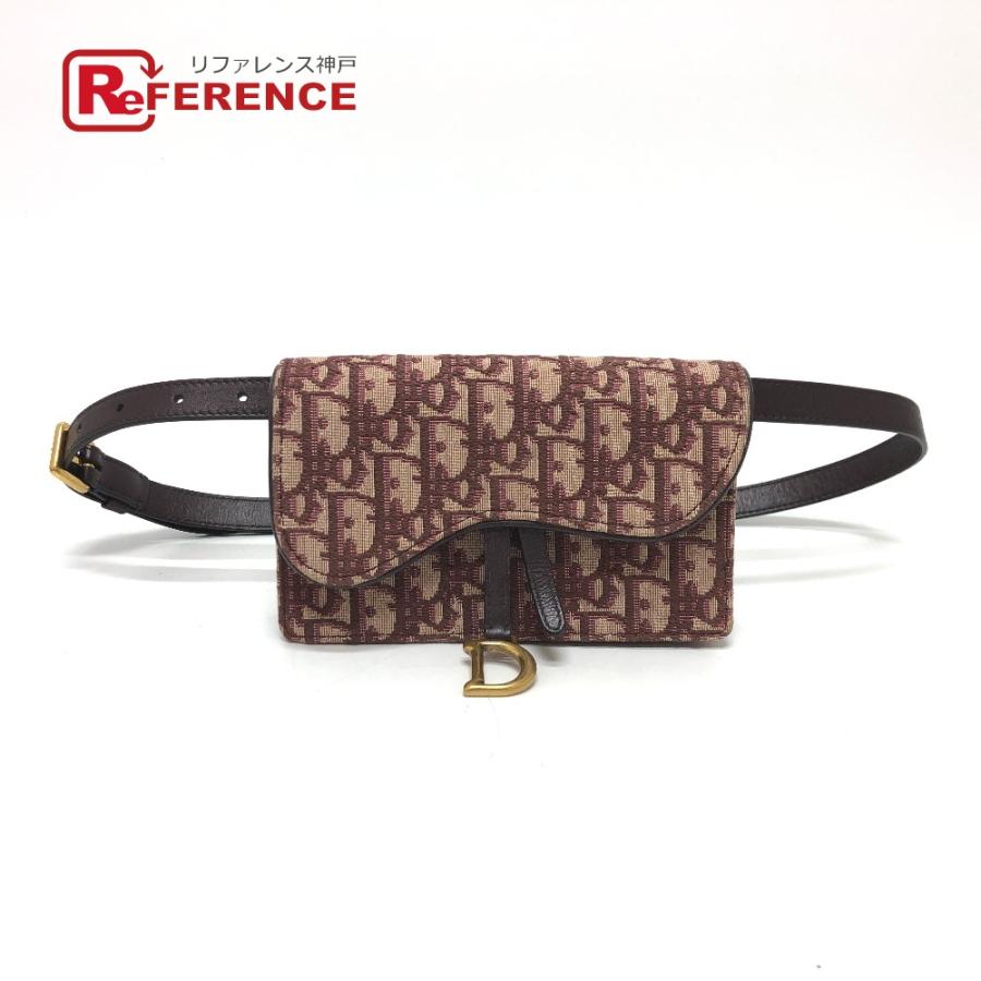Christian Dior クリスチャンディオール SADDLE ベルトポーチ ウエストポーチ トロッター ボディバッグ ボルドー レディース【中古】 | 