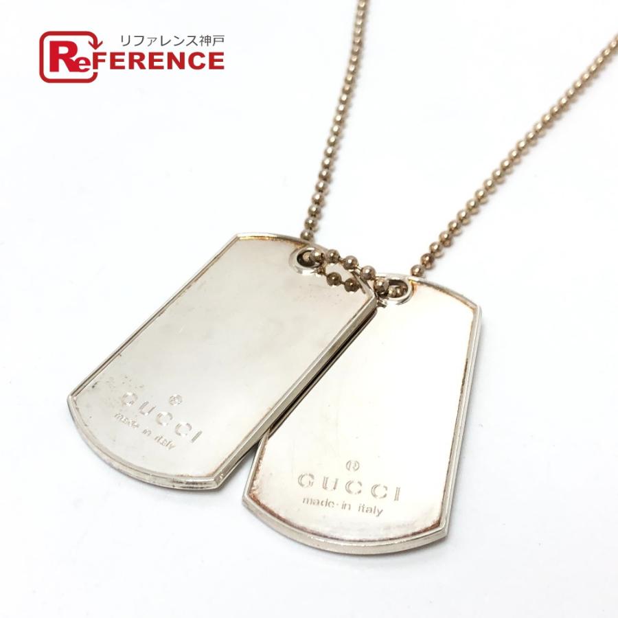 GUCCI グッチ ダブル ドッグタグ ネックレス ロゴ プレート ペンダントトップ シルバー メンズ【中古】 | GUCCI