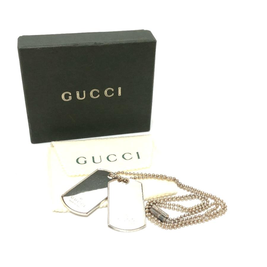GUCCI グッチ ダブル ドッグタグ ネックレス ロゴ プレート ペンダントトップ シルバー メンズ【中古】 | GUCCI | 08
