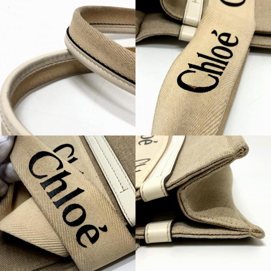 Chloe クロエ ウッディ ミディアム ハンドバッグ ロゴ トートバッグ ベージュ ユニセックス【中古】 | Chloe | 07