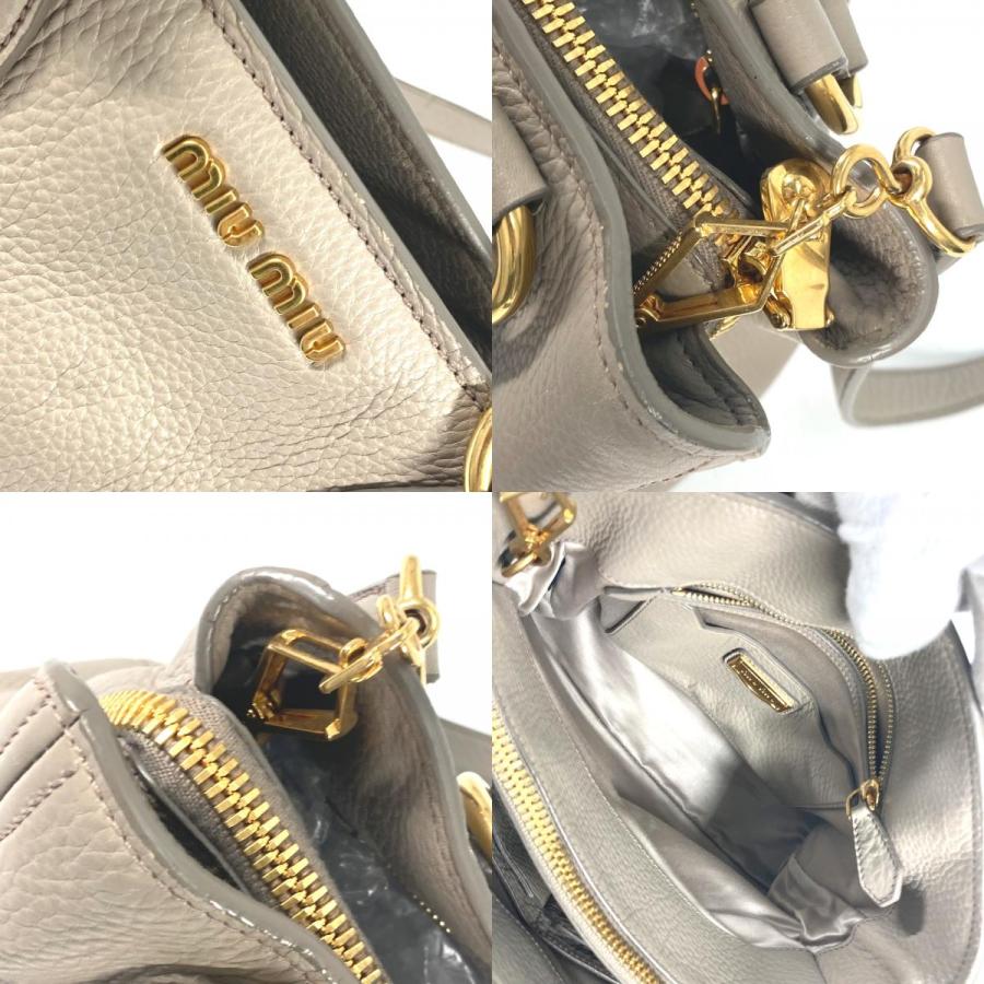 MIUMIU ミュウミュウ ヴィッテロ 2WAY ハンドバッグ カバン ショルダーバッグ 斜め掛け ロゴ トートバッグ グレージュ系【中古】 | miu miu | 08