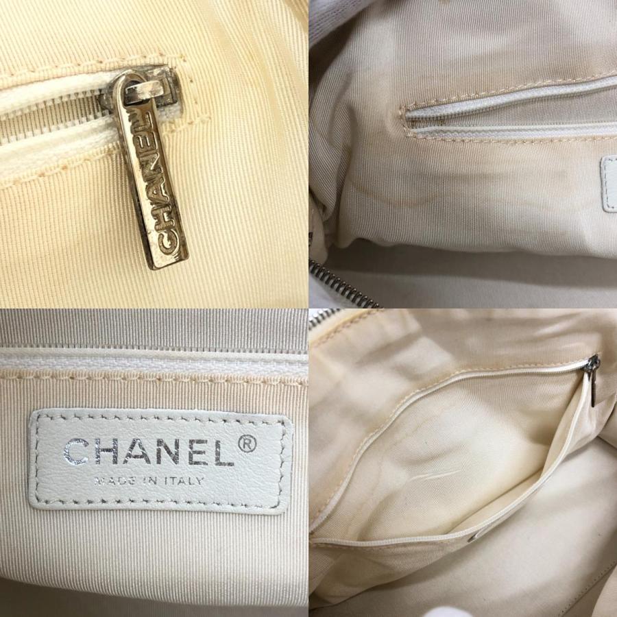CHANEL シャネル A30899 シェブロン Vステッチ カバン ハンドバッグ CC ココマーク ボストンバッグ ホワイト レディース【中古】の画像