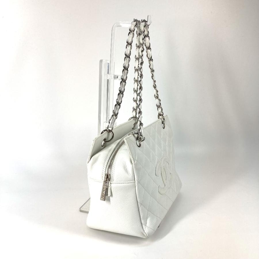 CHANEL シャネル タイムレス マトラッセ キルティング チェーン ショルダーバッグ カバン CC ココマーク トートバッグ ホワイト【中古】 | CHANEL | 02
