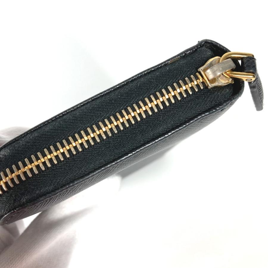 PRADA プラダ ラウンドファスナー ロングウォレット ロゴ 長財布 ブラック レディース【中古】｜reference｜05