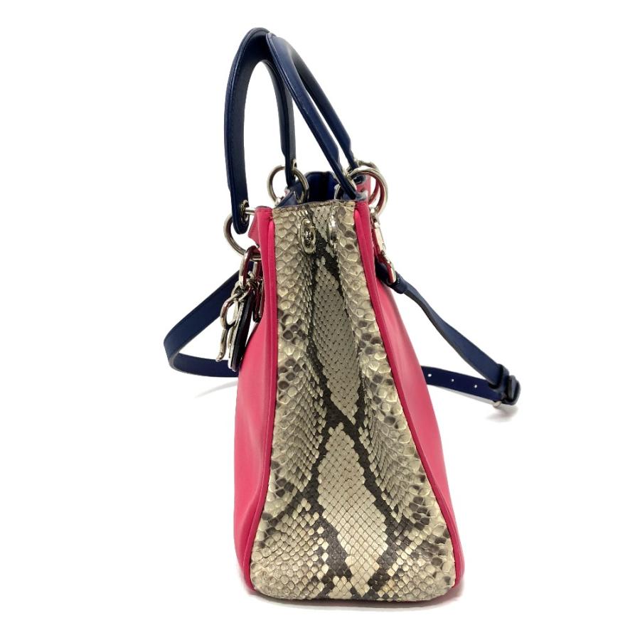 Christian Dior クリスチャンディオール ディオリッシモ パイソン 2WAY カバン ハンドバッグ ピンク レディース【中古】 |  | 03