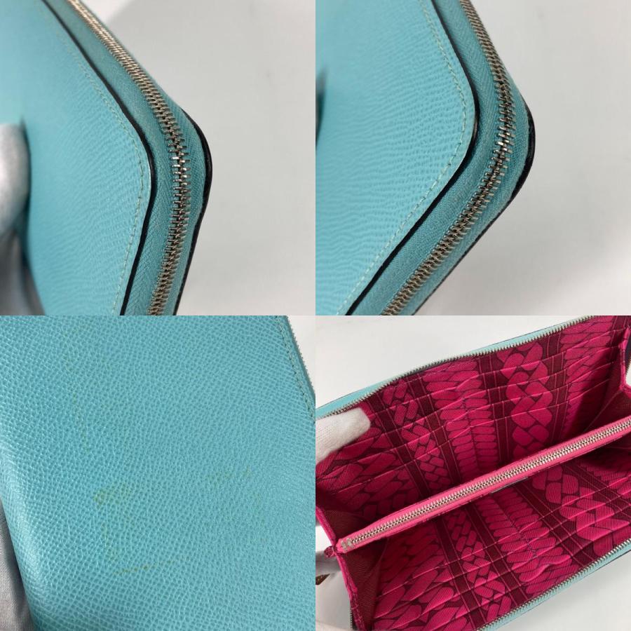 美品◇HERMES エルメス アザップロング シルクイン ラウンドファスナー 青 HERMES エルメス ラウンドファスナー 長財布 アザップ シルクイン