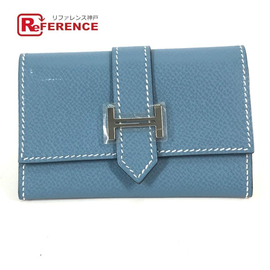 美品 HERMES エルメス ベアン 名刺入れ パスケース コインケース 財布 小銭入れ カードケース ブルージーン ブルー. レディース【中古】 | HERMES