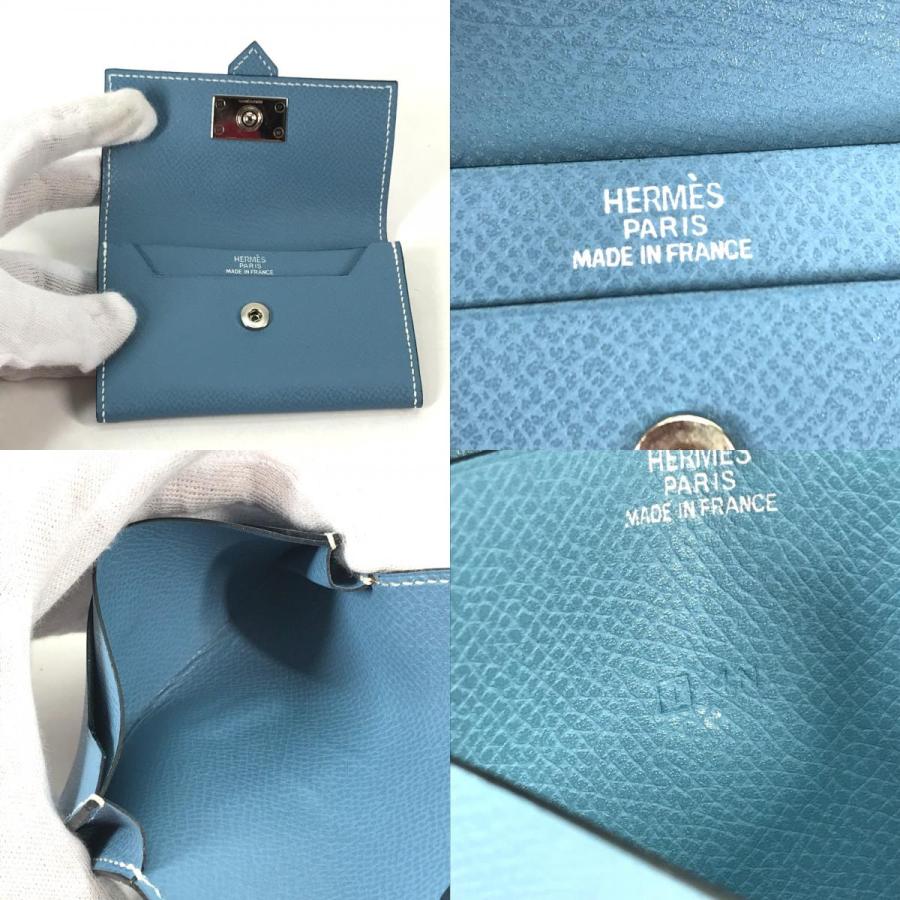 美品 HERMES エルメス ベアン 名刺入れ パスケース コインケース 財布 小銭入れ カードケース ブルージーン ブルー. レディース【中古】 | HERMES | 09