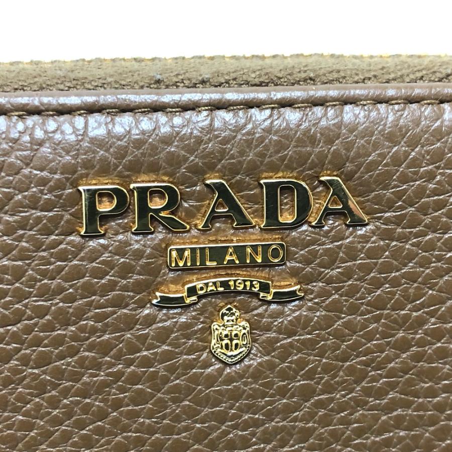 PRADA プラダ 1M0506 ロゴ ラウンドファスナー 長財布 ブラウン レディース【中古】 | PRADA | 06