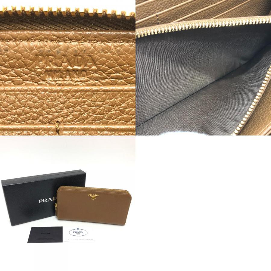 PRADA プラダ 1M0506 ロゴ ラウンドファスナー 長財布 ブラウン レディース【中古】 | PRADA | 09