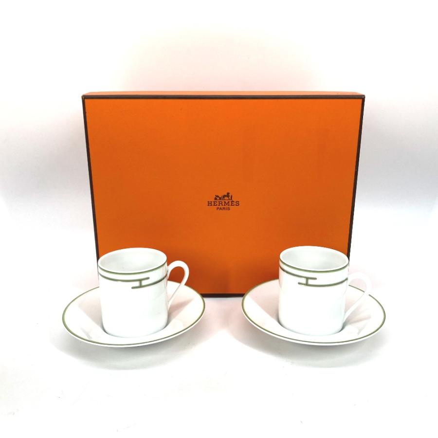 未使用 HERMES エルメス Rhythm リズム ティーカップ＆ソーサー 2客 コップ プレート 皿 食器 ティーカップ ホワイト レディース【中古】 | HERMES | 07