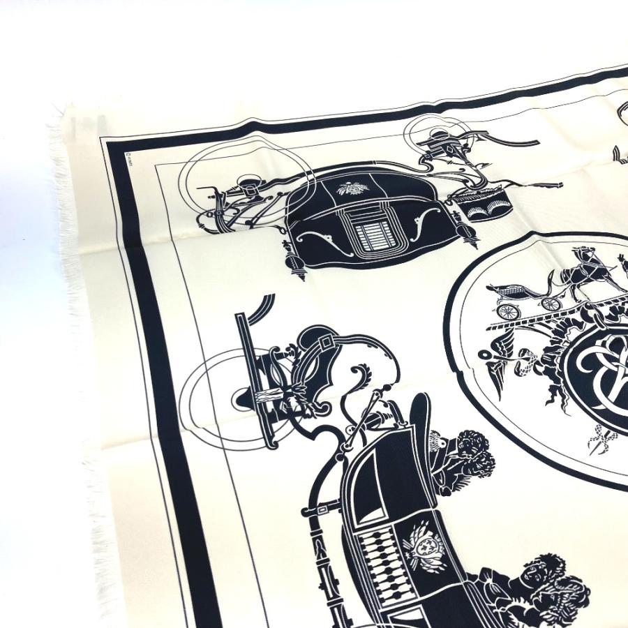 未使用 HERMES エルメス カレ エクスリブリス フリンジ Ex-Libris Fringe 80 スカーフ ホワイト メンズ【中古】 | HERMES | 03