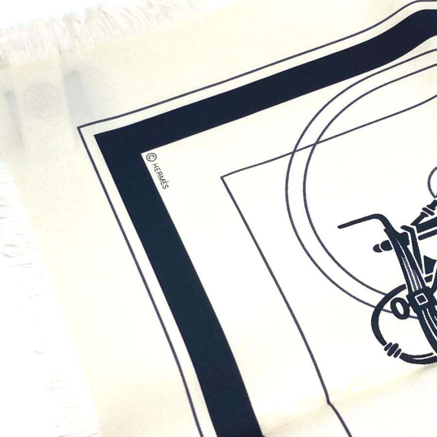 未使用 HERMES エルメス カレ エクスリブリス フリンジ Ex-Libris Fringe 80 スカーフ ホワイト メンズ【中古】 | HERMES | 04