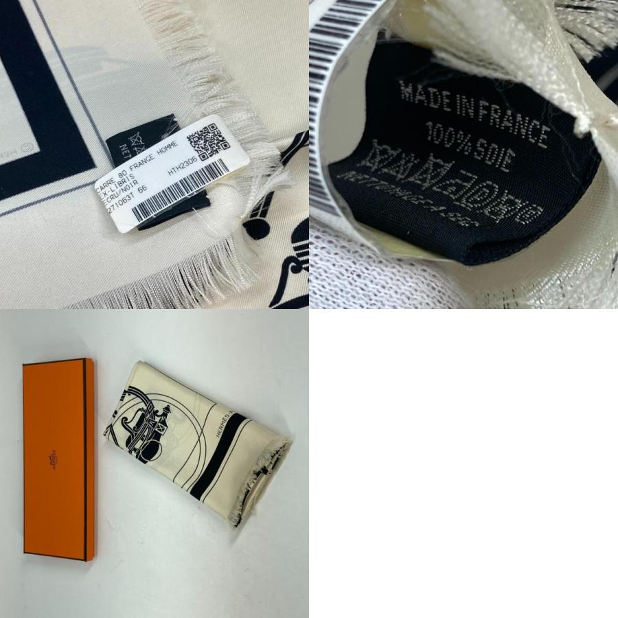 未使用 HERMES エルメス カレ エクスリブリス フリンジ Ex-Libris Fringe 80 スカーフ ホワイト メンズ【中古】 | HERMES | 09