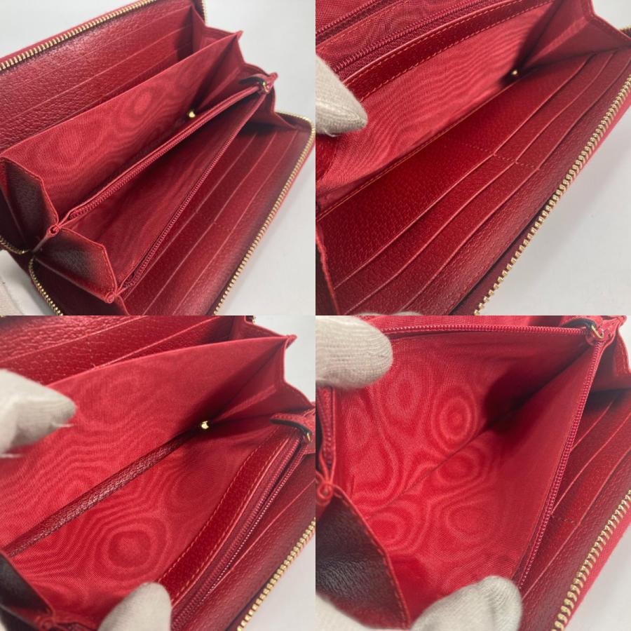 美品 GUCCI グッチ 524790 ロゴ ストライプ ラウンドファスナー ロングウォレット 長財布 レッド レディース【中古】 | GUCCI | 08