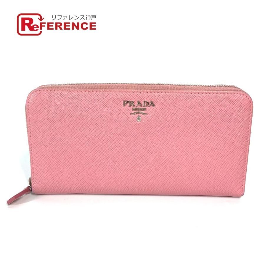 新品同様 PRADA プラダ ロゴ ラウンドファスナー ロングウォレット 長財布 ピンク レディース【中古】 | PRADA