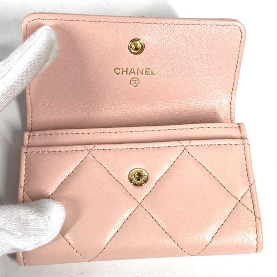 CHANEL 美品 シャネル チェーン CC カードケース マトラッセ ココ 