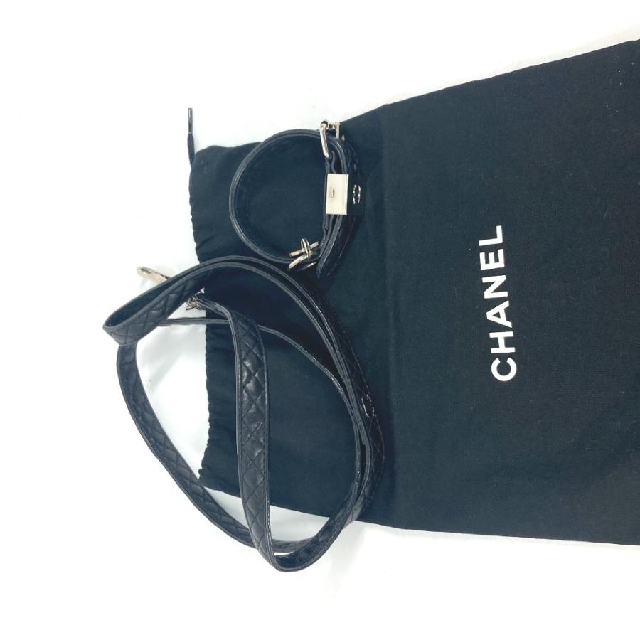 CHANEL シャネル リード＆首輪セット マトラッセ CC ココマーク キルティング ペット 犬 お散歩 ドッグ リード ブラック ユニセックス【中古】 | CHANEL | 01