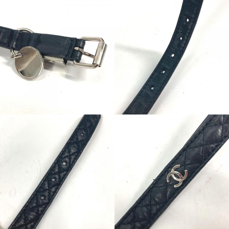 CHANEL シャネル リード＆首輪セット マトラッセ CC ココマーク キルティング ペット 犬 お散歩 ドッグ リード ブラック ユニセックス【中古】 | CHANEL | 08