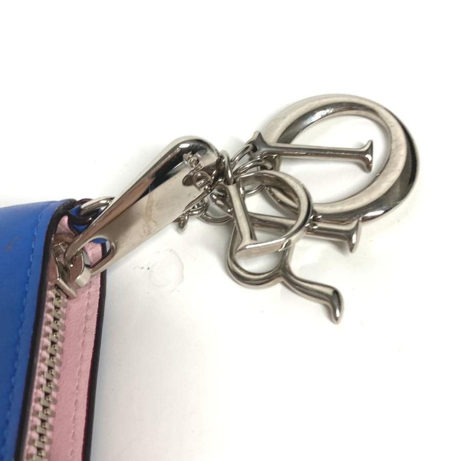 ディオール Dior ビジュー ラインストーン ロングウォレット ラウンドファスナー 長財布 レザー ブルー Dior - ディオール Dior ビジュー ラインストーン ロングウォレット
