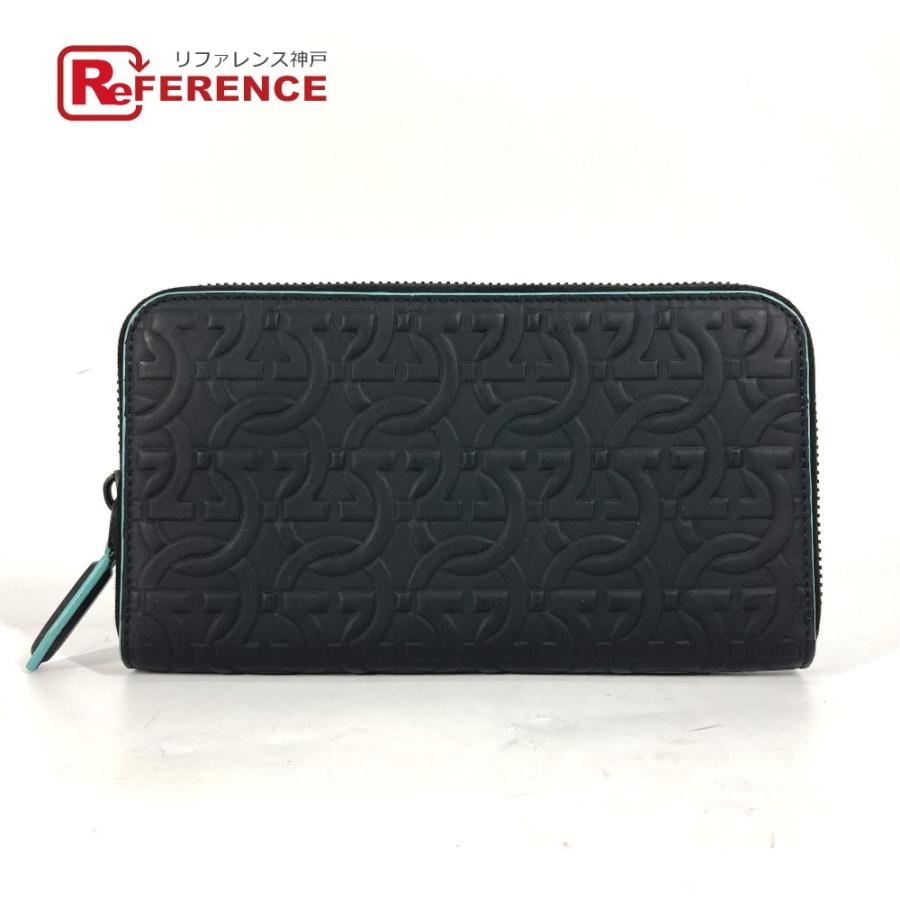 Salvatore Ferragamo サルヴァトーレフェラガモ ガンチーニ ラウンドファスナー ロングウォレット 長財布 ブラック メンズ【中古】 | 