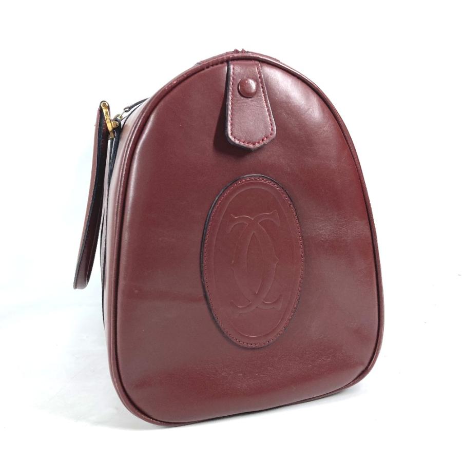 CARTIER カルティエ マストライン ショルダーバッグ 肩掛け カバン ロゴ ヴィンテージ ボストンバッグ ワインレッド レディース【中古】 | Cartier | 02