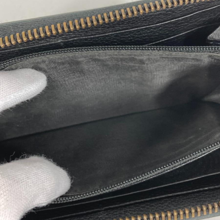 GUCCI ブラックレザー 長財布　mmm GUCCI（グッチ） 496317 ロゴ ロングウォレット ラウンドファスナー 長