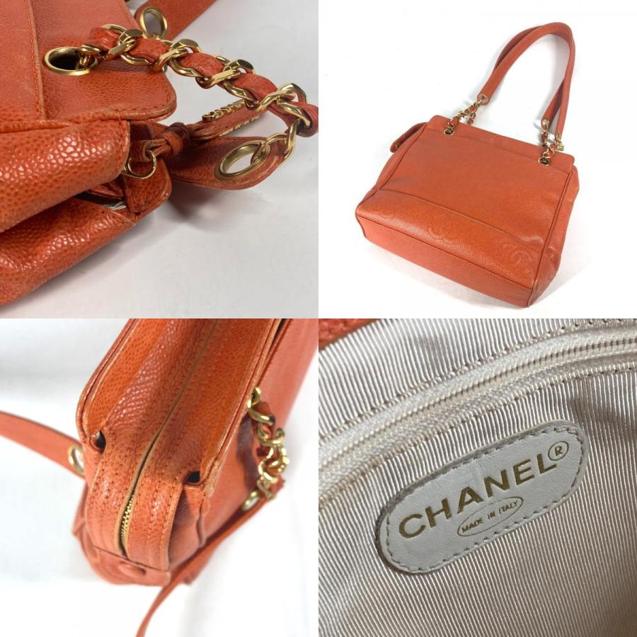 CHANEL シャネル トリプルココ CC　ココマーク ショルダーバッグ カバン 肩掛け チェーンバッグ トートバッグ オレンジ レディース【中古】 | CHANEL | 08