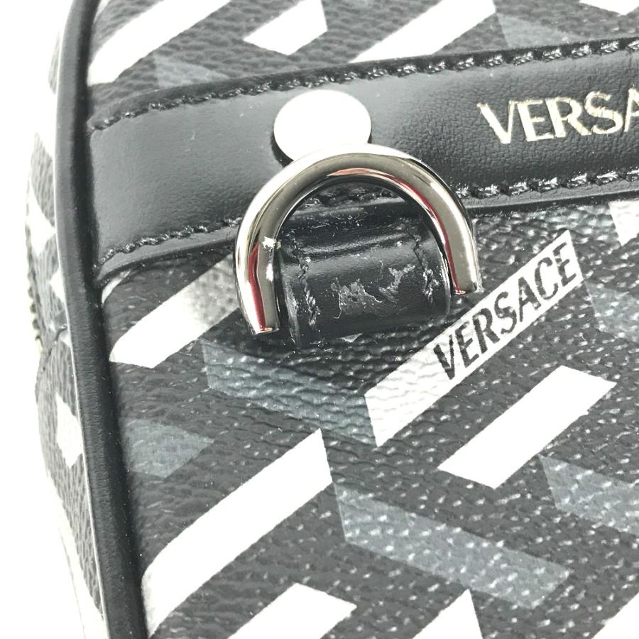 未使用 VERSACE ヴェルサーチ 総ロゴ ラグレカ スクレア メイクポーチ
