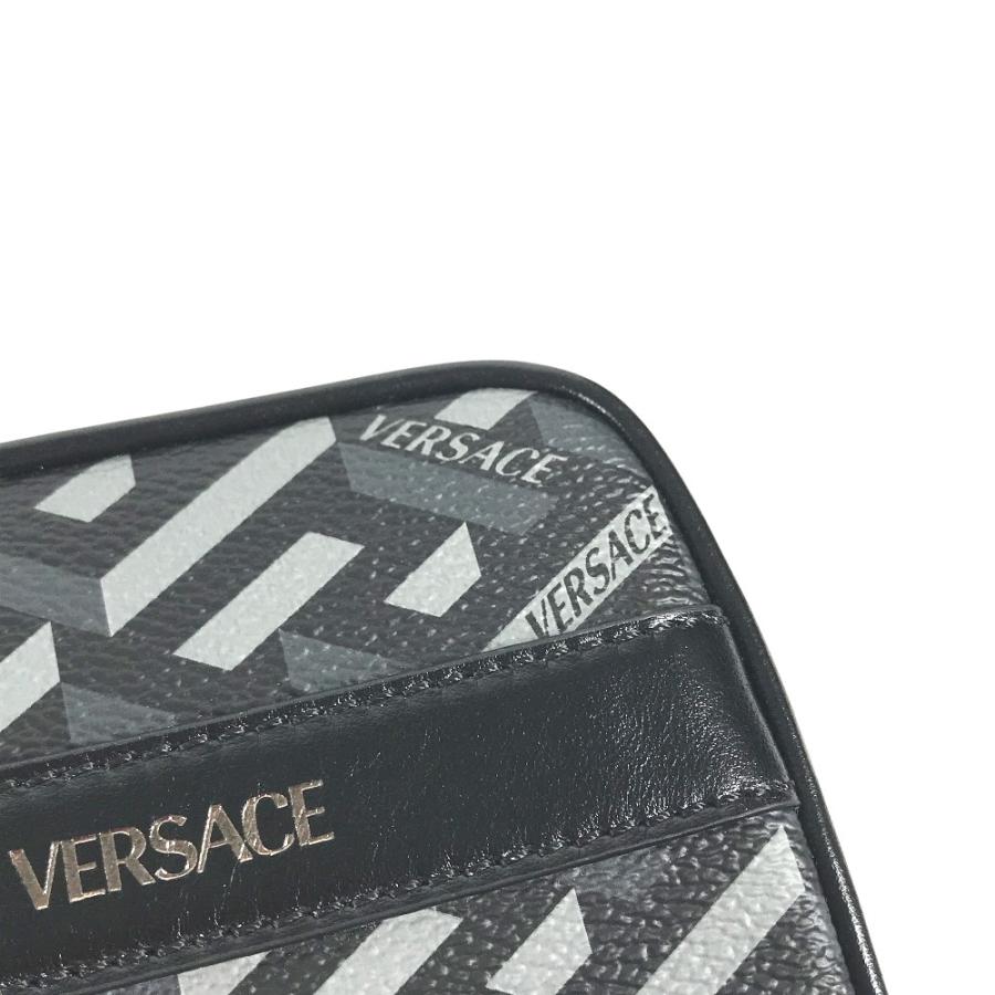 未使用 VERSACE ヴェルサーチ 総ロゴ ラグレカ スクレア メイクポーチ