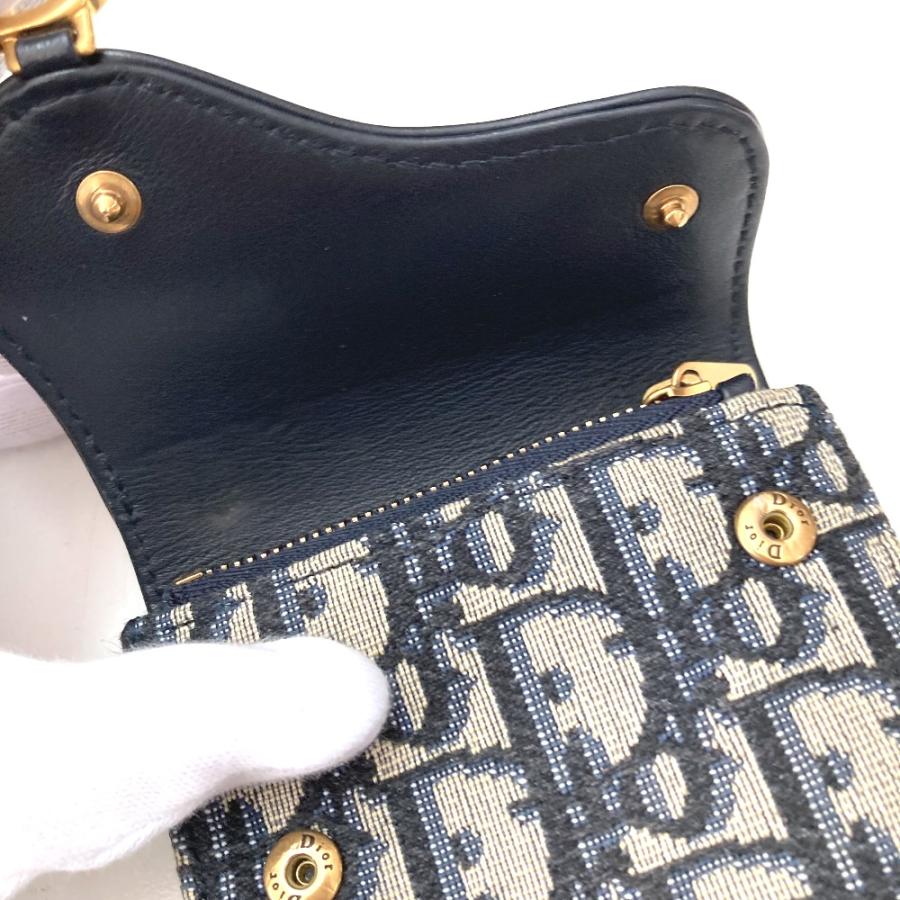 Dior ディオール サドル コンパクトウォレット オブリーク 3つ折り財布 ネイビー レディース【中古】 |  | 04