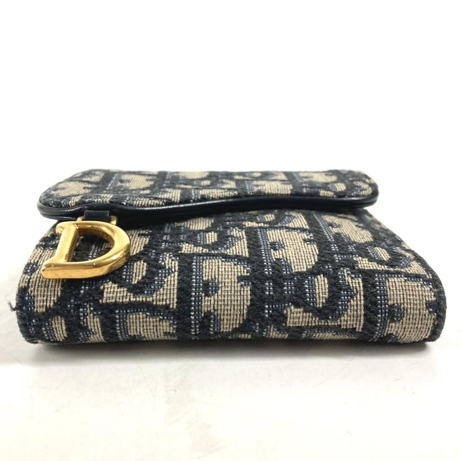Dior ディオール サドル コンパクトウォレット オブリーク 3つ折り財布 ネイビー レディース【中古】 |  | 07