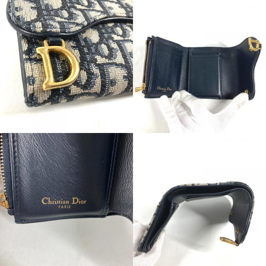 Dior ディオール サドル コンパクトウォレット オブリーク 3つ折り財布 ネイビー レディース【中古】 |  | 08