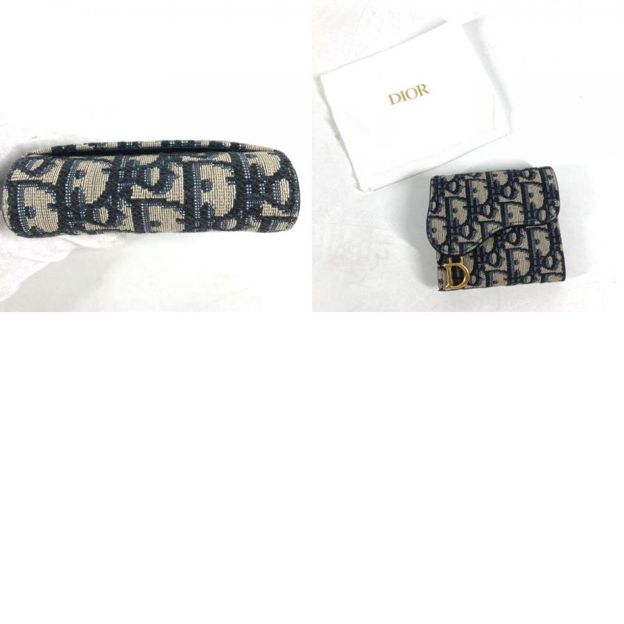 Dior ディオール サドル コンパクトウォレット オブリーク 3つ折り財布 ネイビー レディース【中古】 |  | 09