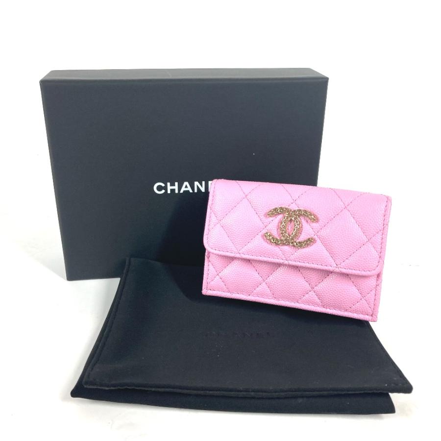 美品 CHANEL シャネル AP3182 マトラッセ スモールフラップウォレット コンパクトウォレット CC ココマーク 3つ折り財布 ピンク 【中古】 | CHANEL | 07