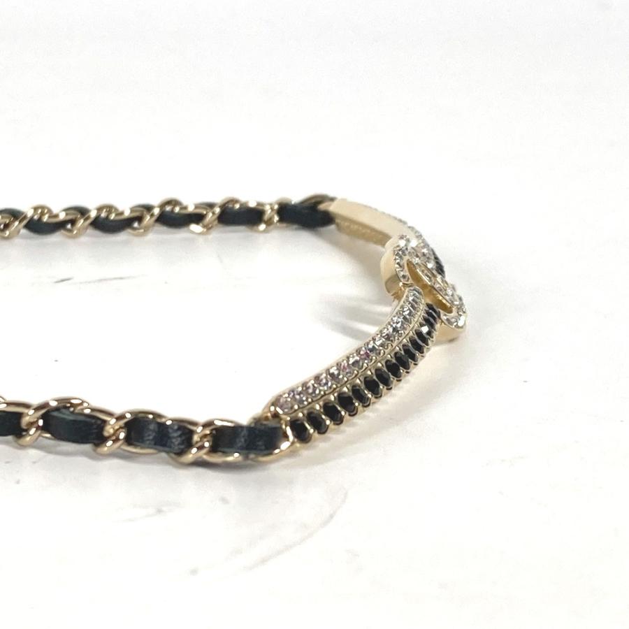 新品同様 CHANEL シャネル AB9152 CC ココマーク ラインストーン チョーカー アクセサリー チェーン A22 ネックレス ブラック【中古】の画像