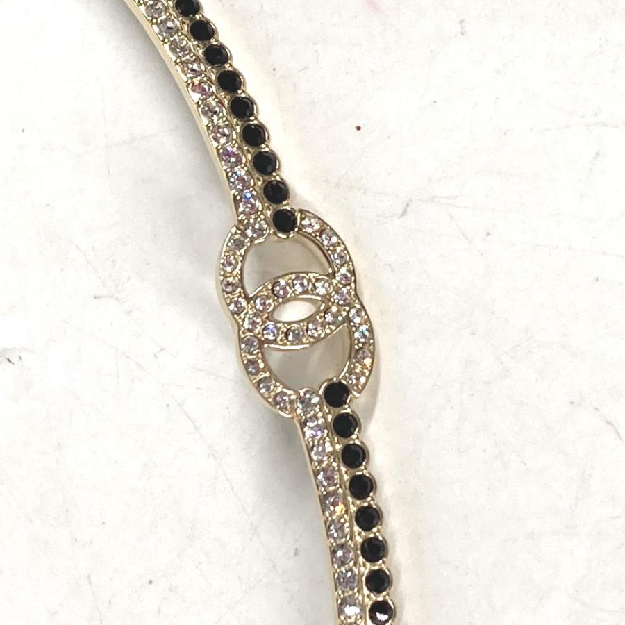 新品同様 CHANEL シャネル AB9152 CC ココマーク ラインストーン チョーカー アクセサリー チェーン A22 ネックレス ブラック【中古】の画像