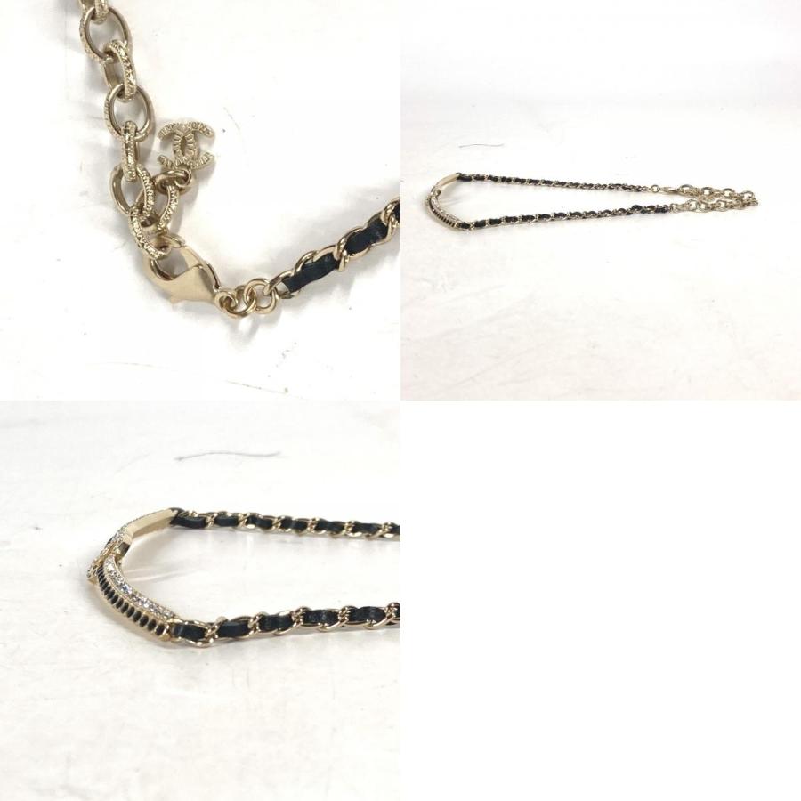 新品同様 CHANEL シャネル AB9152 CC ココマーク ラインストーン チョーカー アクセサリー チェーン A22 ネックレス ブラック【中古】の画像