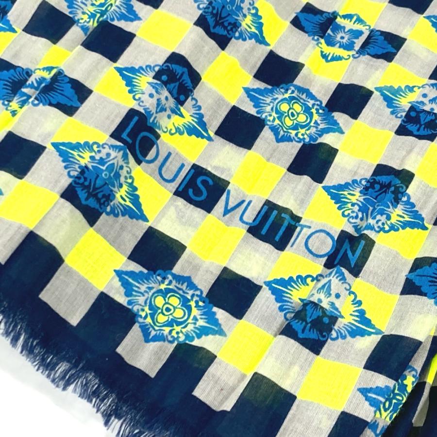 LOUIS VUITTON ルイヴィトン ダミエ フリンジ ショール マフラー ストール グレー メンズ【中古】 | LOUIS VUITTON | 01