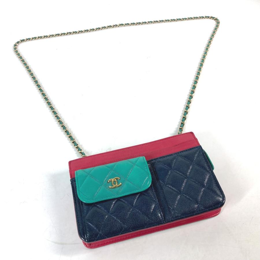 CHANEL シャネル AP1138 チェーンウォレット CC ココマーク カバン ショルダーバッグ 斜め掛け  トリコロールカラー 長財布 【中古】の画像