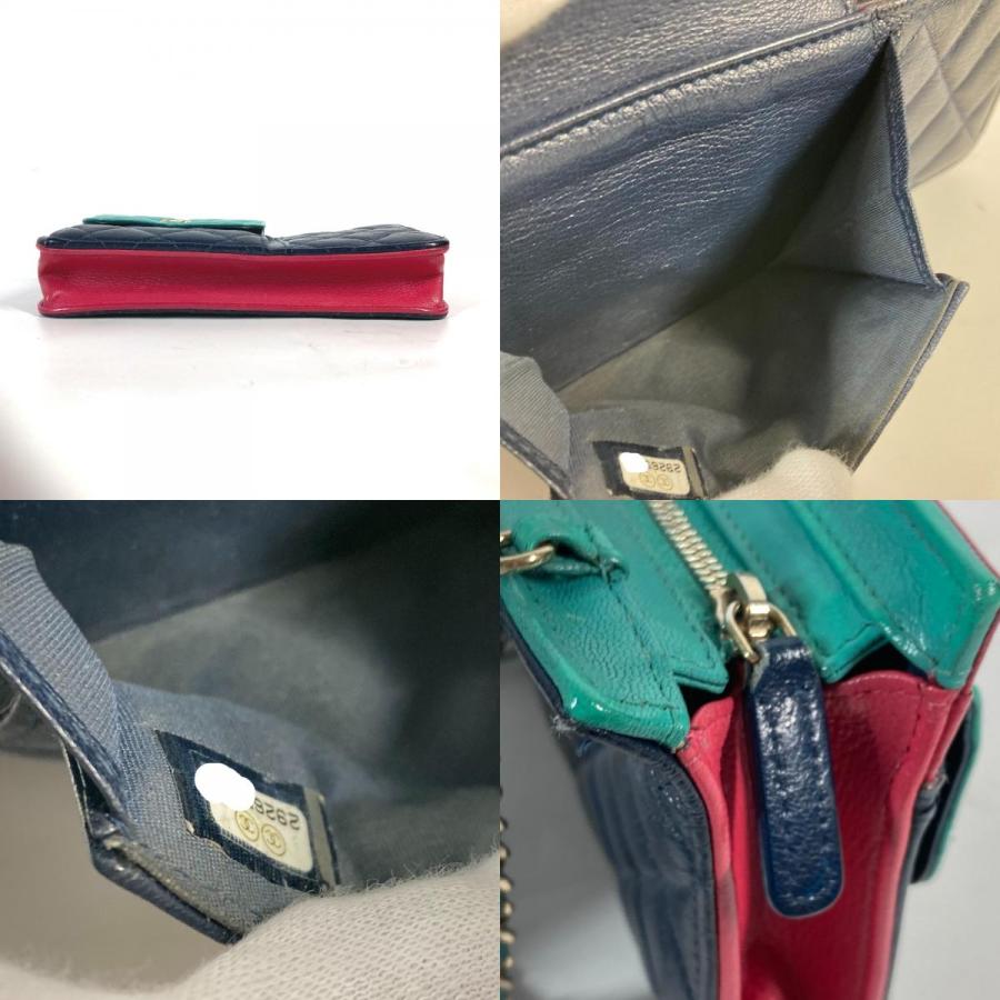 CHANEL シャネル AP1138 チェーンウォレット CC ココマーク カバン ショルダーバッグ 斜め掛け  トリコロールカラー 長財布 【中古】の画像