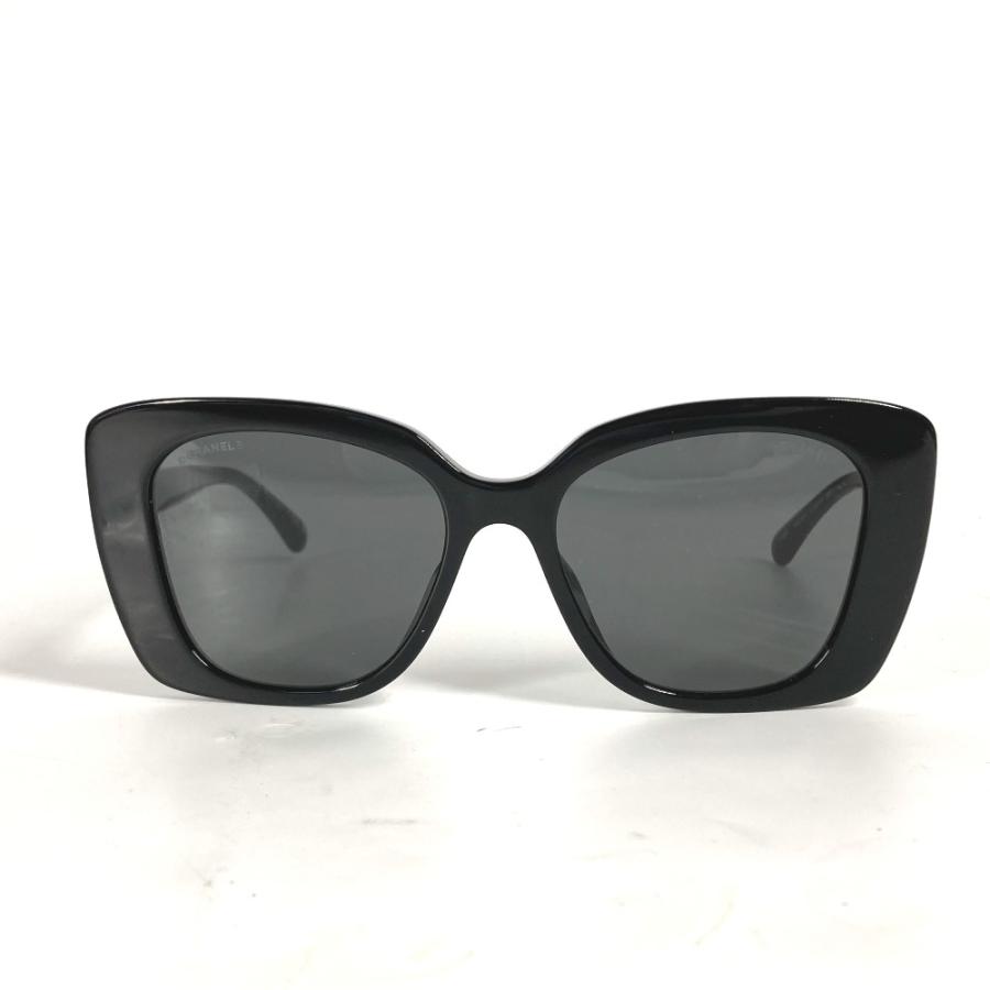 未使用 CHANEL シャネル 5422B スクエア シェイプ アイウェア ロゴ ラインストーン CC ココマーク 眼鏡  サングラス ブラック【中古】 | CHANEL | 01
