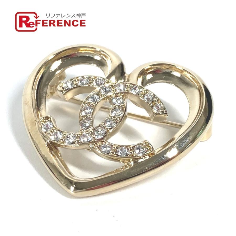 未使用 CHANEL シャネル CC ココマーク ハート ラインストーン アクセサリー P23C ブローチ ゴールド レディース【中古】 | CHANEL