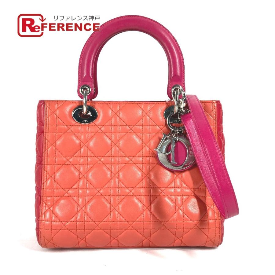 Dior ディオール レディディオール Ladydior トートバッグ カバン ショルダーバッグ 2WAYバッグ トリコロールカラー ピンク【中古】 | 