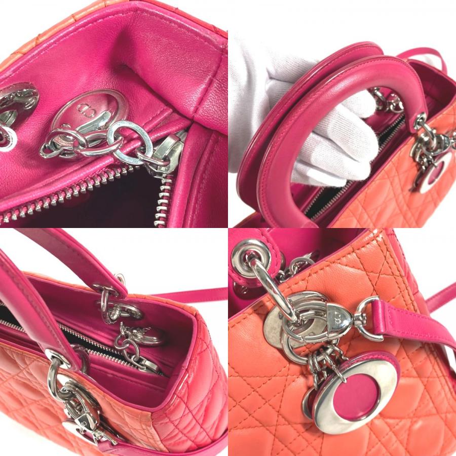 Dior ディオール レディディオール Ladydior トートバッグ カバン ショルダーバッグ 2WAYバッグ トリコロールカラー ピンク【中古】 |  | 08