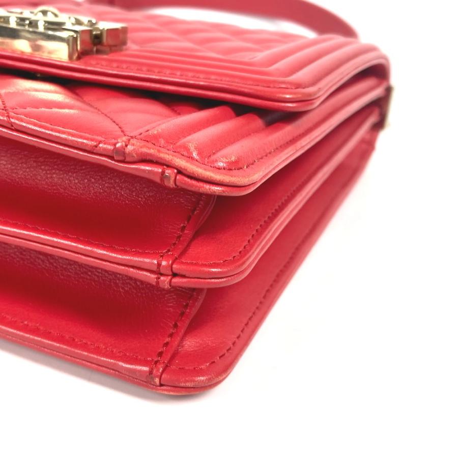 CHANEL シャネル 縦型 ボーイシャネル カバン 斜め掛け ポシェット チェーン CC ココマーク キルティング ショルダーバッグ レッド【中古】 | CHANEL | 05