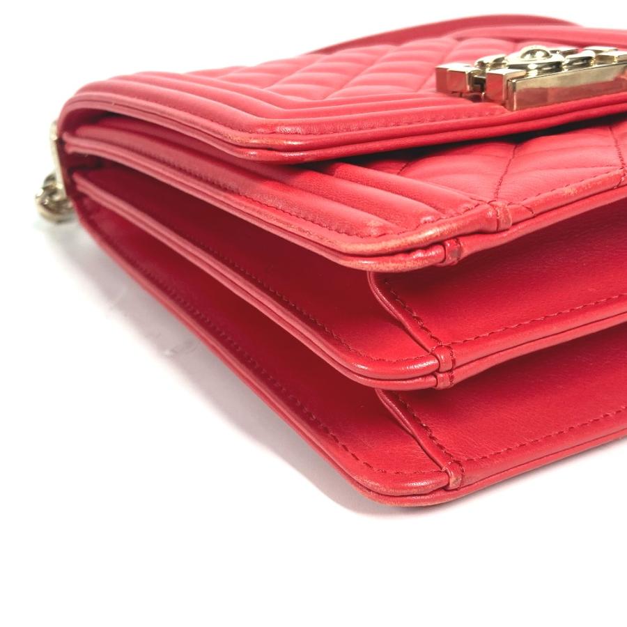 CHANEL シャネル 縦型 ボーイシャネル カバン 斜め掛け ポシェット チェーン CC ココマーク キルティング ショルダーバッグ レッド【中古】 | CHANEL | 06