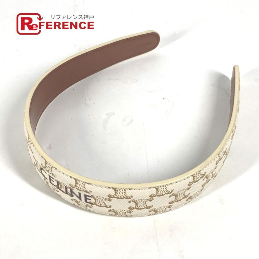 未使用 CELINE セリーヌ トリオンフ ロゴ ヘアアクセサリー ヘッドバンド  カチューシャ ホワイト レディース【中古】 | CELINE