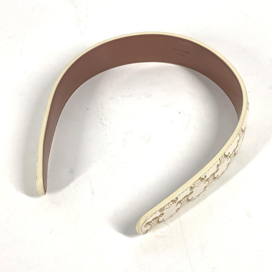 未使用 CELINE セリーヌ トリオンフ ロゴ ヘアアクセサリー ヘッドバンド  カチューシャ ホワイト レディース【中古】 | CELINE | 01
